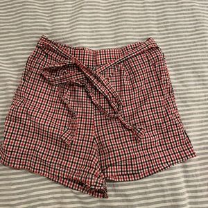 Womens Plaid Paperbag Shorts